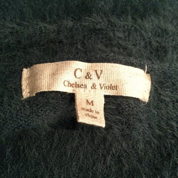 Chelsea And Violet Cropped Green Eyelash Sweater Soft Size Medium - Picture 2 of 5